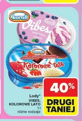 Lody Koral Vibes Śmietanka Jagoda promocja w Carrefour Market