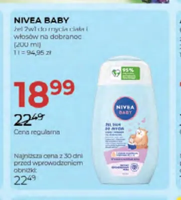 Żel 2w1 do mycia ciała i włosów na dobranoc Nivea Baby promocja w Drogerie Jawa