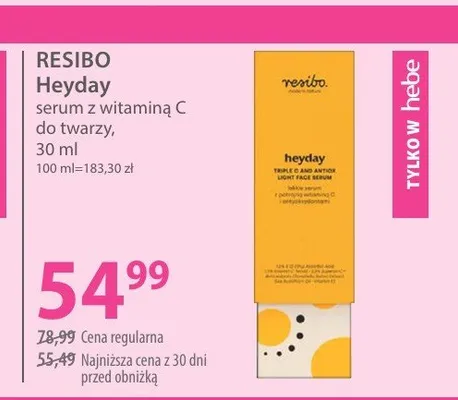 Serum z witaminą C do twarzy Resibo Heyday promocja w Hebe