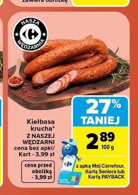 Kiełbasa krucha Z Naszej Wędzarni promocja w Carrefour