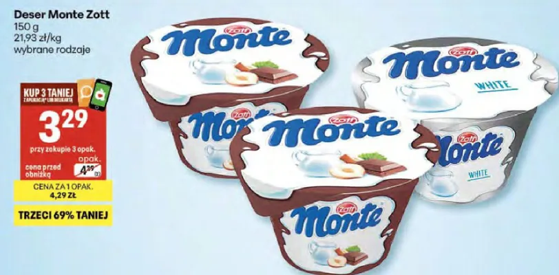 Deser Monte Zott wybrane rodzaje promocja w Delikatesy Centrum