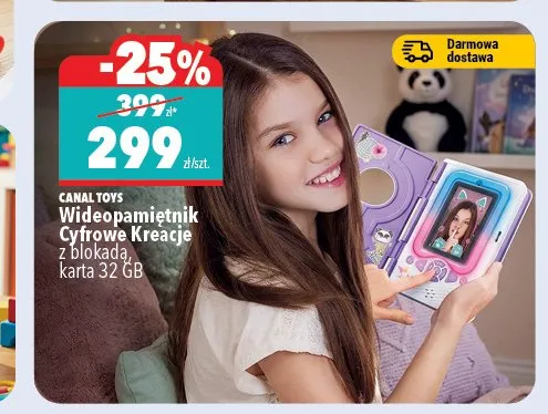 Wideopamiętnik CANAL TOYS Cyfrowe Kreacje z blokadą karta 32 GB promocja w Biedronka Home