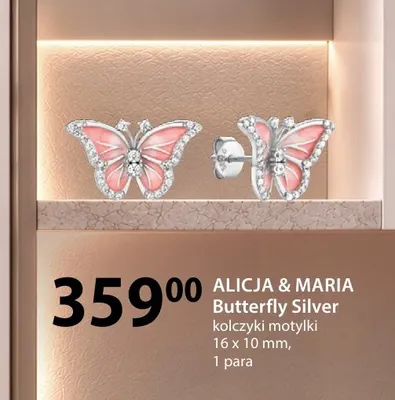 Kolczyki motylki 16x10 mm Alicja & Maria Butterfly Silver promocja w Hebe