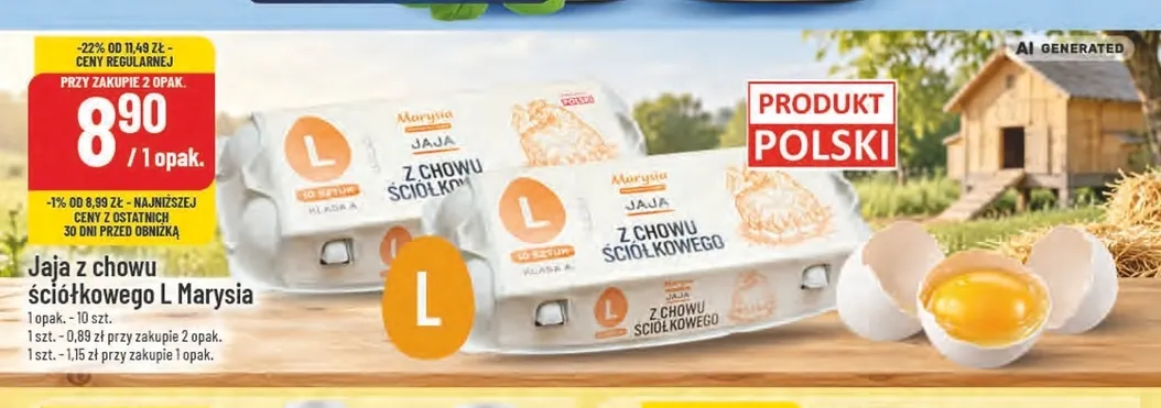 Jajka kurze z chowu ściółkowego L Marysia promocja w POLOmarket