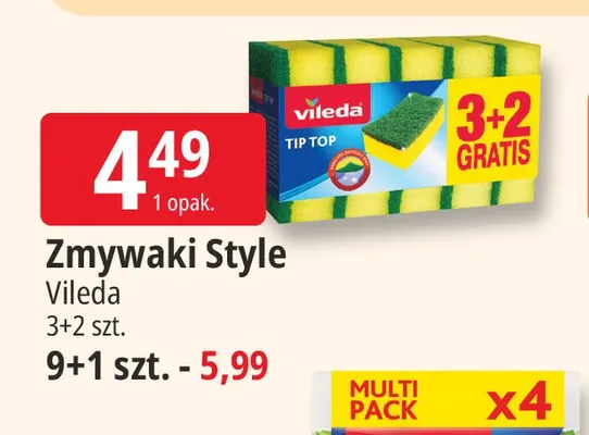 Zmywaki Style Vileda 3+2 gratis promocja w Leclerc