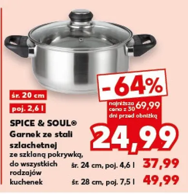 Garnek ze stali szlachetnej ze szklaną pokrywką do wszystkich płyt grzewczych promocja w Kaufland