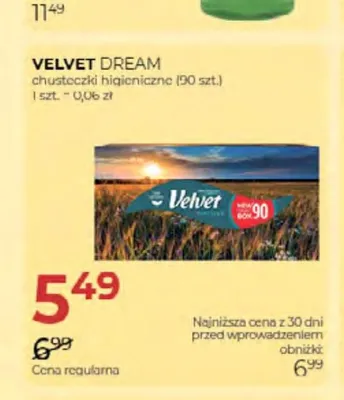Chusteczki higieniczne Velvet Dream promocja w Drogerie Jawa