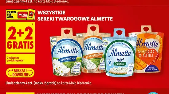 Sereki twarogowe Almette promocja w Biedronka