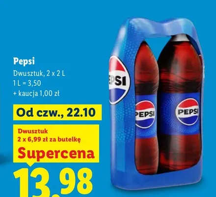 Napój gazowany Pepsi 2-pak 2 l promocja w Lidl