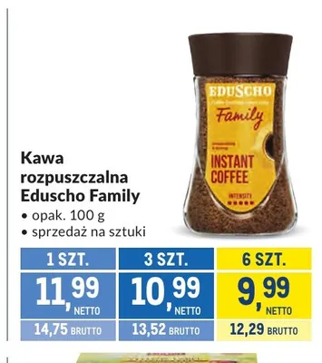 Kawa rozpuszczalna Eduscho Family promocja w Makro