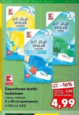 Zapachowe kostki toaletowe K-Classic Pinie promocja w Kaufland