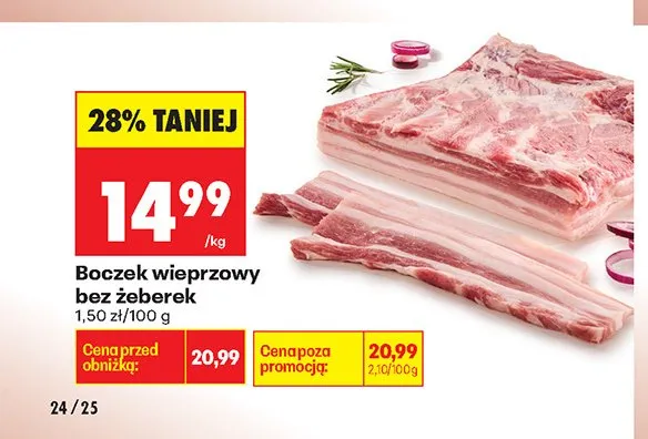 Boczek wieprzowy bez żeberek promocja w Biedronka