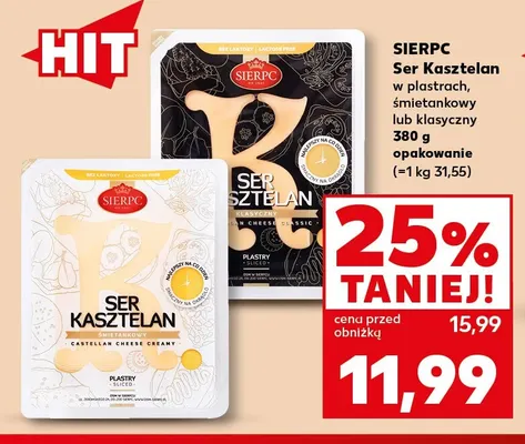 Ser Kasztelan w plastrach śmietankowy Sierpc promocja w Kaufland