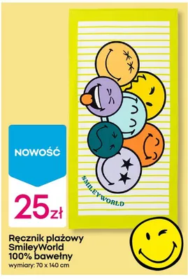 Ręcznik plażowy SmileyWorld 100% bawełny 70x140cm promocja w Pepco