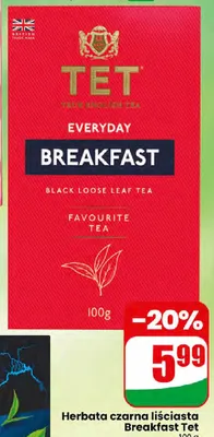 Herbata czarna liściasta Everyday Breakfast Tet promocja w Dino