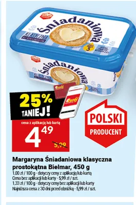 Margaryna Śniadaniowa klasyczna prostokątna Bielmar promocja w Twój Market