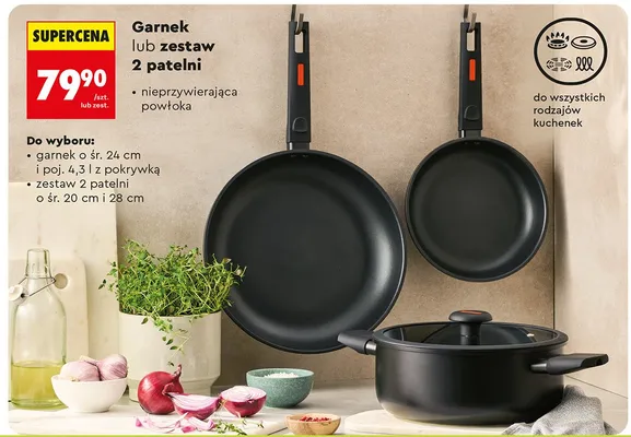 Garnek lub zestaw 2 patelni promocja w Biedronka