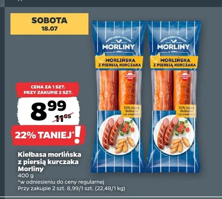 Kiełbasa morlińska z piersią kurczaka Morliny promocja w Netto