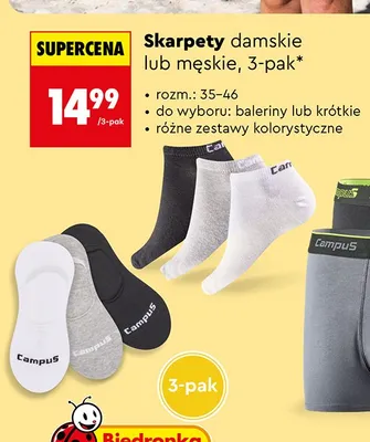 Skarpety damskie Campus 3-pak promocja w Biedronka