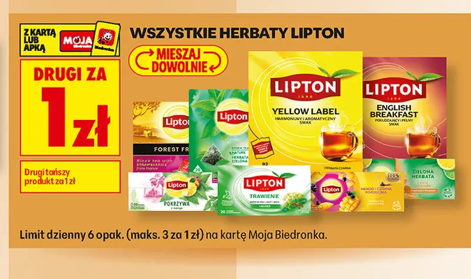 Herbata czarna Lipton Yellow Label promocja w Biedronka