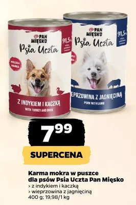 Karma mokra w puszce dla psów z indykiem i kaczką promocja w Netto
