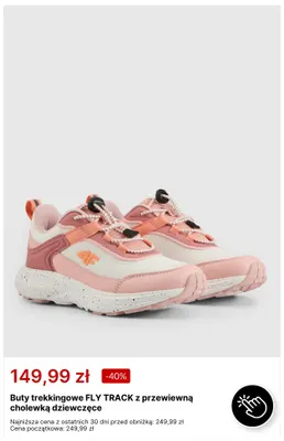 Buty trekkingowe FLY TRACK z przewiewną cholewką dziewczęce 4F promocja w 4F