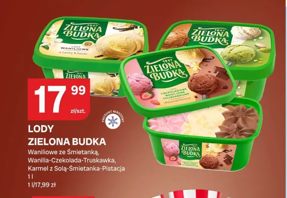 Lody Zielona Budka Wanilia-Czekolada-Truskawka promocja w Chorten