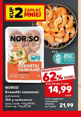 Krewetki vannamei gotowane Norso promocja w Kaufland