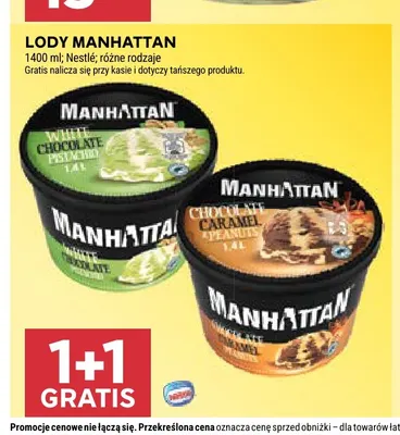 Lody Manhattan White Chocolate Pistachio promocja w Stokrotka