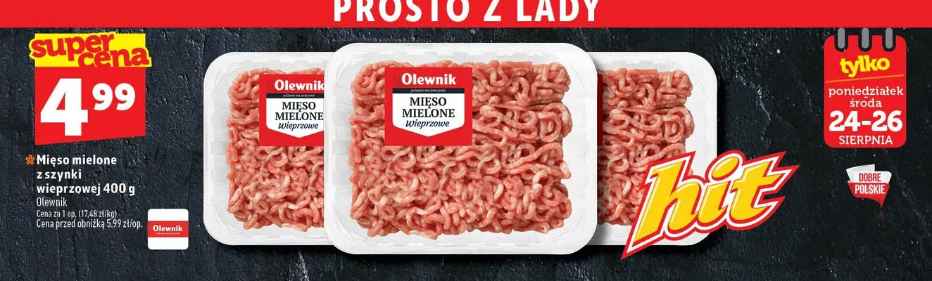 Mięso mielone z szynki wieprzowej Olewnik promocja w TOPAZ