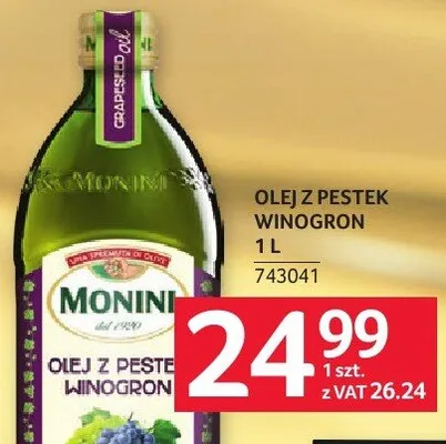 Olej z pestek winogron Monini 1 l promocja w Selgros