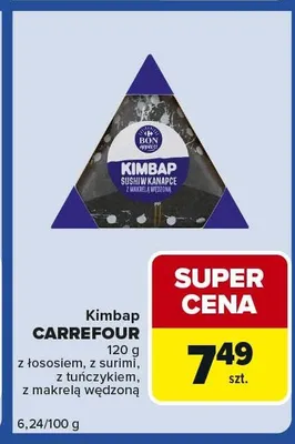 Kimbap z łososiem, z surimi, z tuńczykiem, z makrelą wędzoną promocja w Carrefour Express