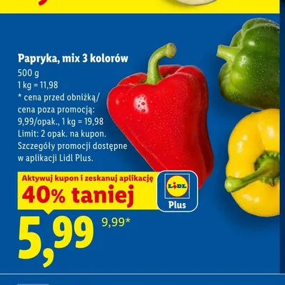 Papryka mix 3 kolorów promocja w Lidl