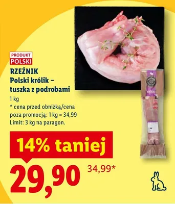 Polski królik - tuszka z podrobami promocja w Lidl