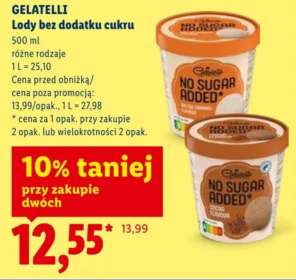 Lody bez dodatku cukru cocoa Gelatelli promocja w Lidl
