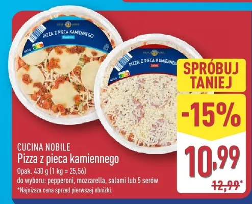 Pizza z pieca kamiennego mozarella promocja w Aldi