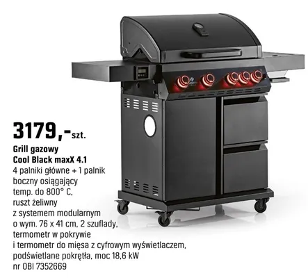 Grill gazowy Cool Black max4 4.1 promocja w OBI