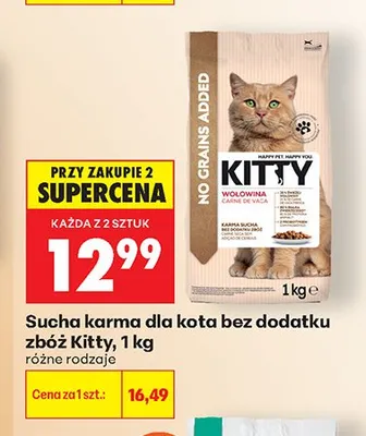 Sucha karma dla kota bez dodatku zbóż Kitty z wołowiną promocja w Biedronka