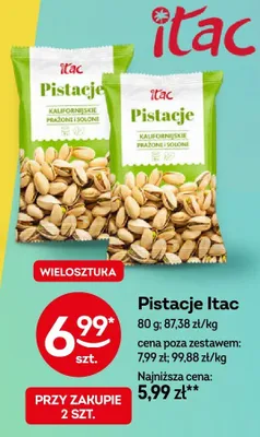 Pistacje Itac kalifornijskie prażone i solone promocja w Żabka
