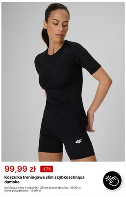 Koszulka treningowa slim szybkoschnąca damska 4F promocja w 4F