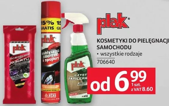 Kosmetyki do pielęgnacji samochodu Plak różne rodzaje promocja w Selgros