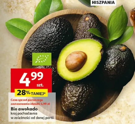 Bio awokado, kraj pochodzenia w zależności od danej partii promocja w Auchan