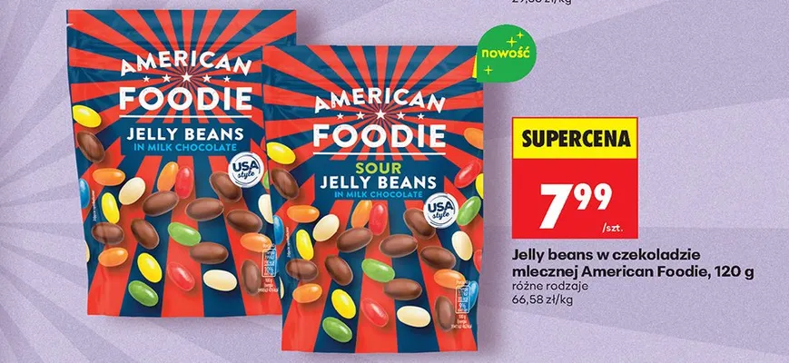 Jelly beans w czekoladzie mlecznej American Foodie promocja w Biedronka