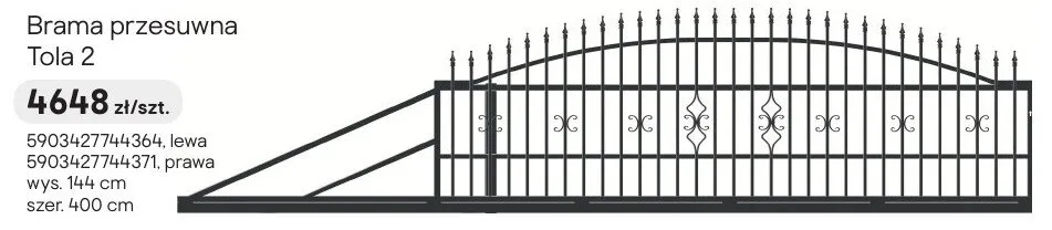 Brama przesuwna Tola 2 lewa promocja w Castorama