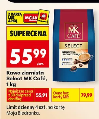Kawa ziarnista Select promocja w Biedronka