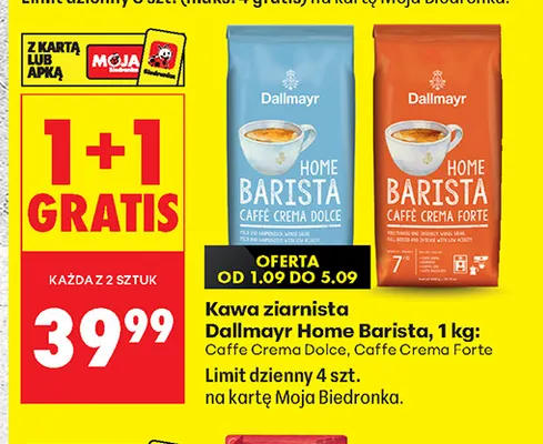 Kawa ziarnista Dallmayr Home Barista Caffe Crema Forte promocja w Biedronka