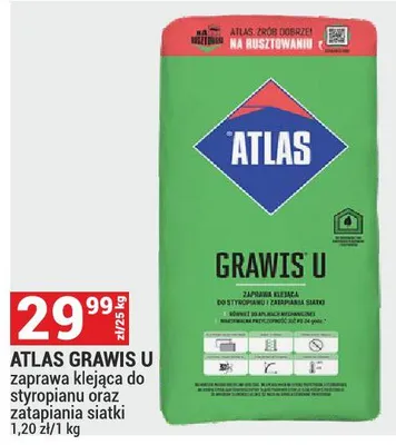 Zaprawa klejąca do styropianu oraz zatapania siatki Grawis U promocja w Merkury Market