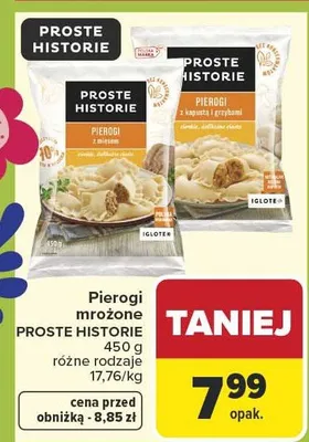 Pierogi mrożone różne rodzaje promocja w Carrefour