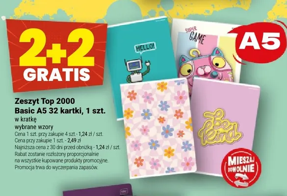 Zeszyt Top 2000 Basic A5 32 kartki w kratkę promocja w Twój Market