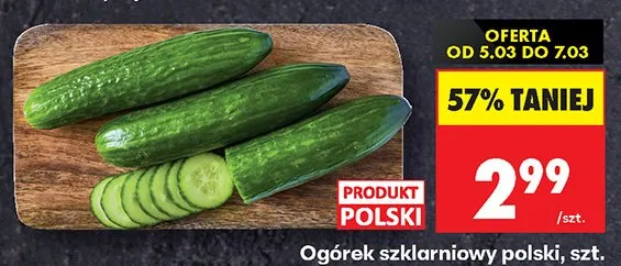 Ogórek szklarnianowy polski promocja w Biedronka